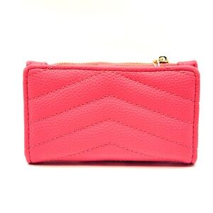 Halston Pink Faux Leather Wallet with Gold Logo Accent